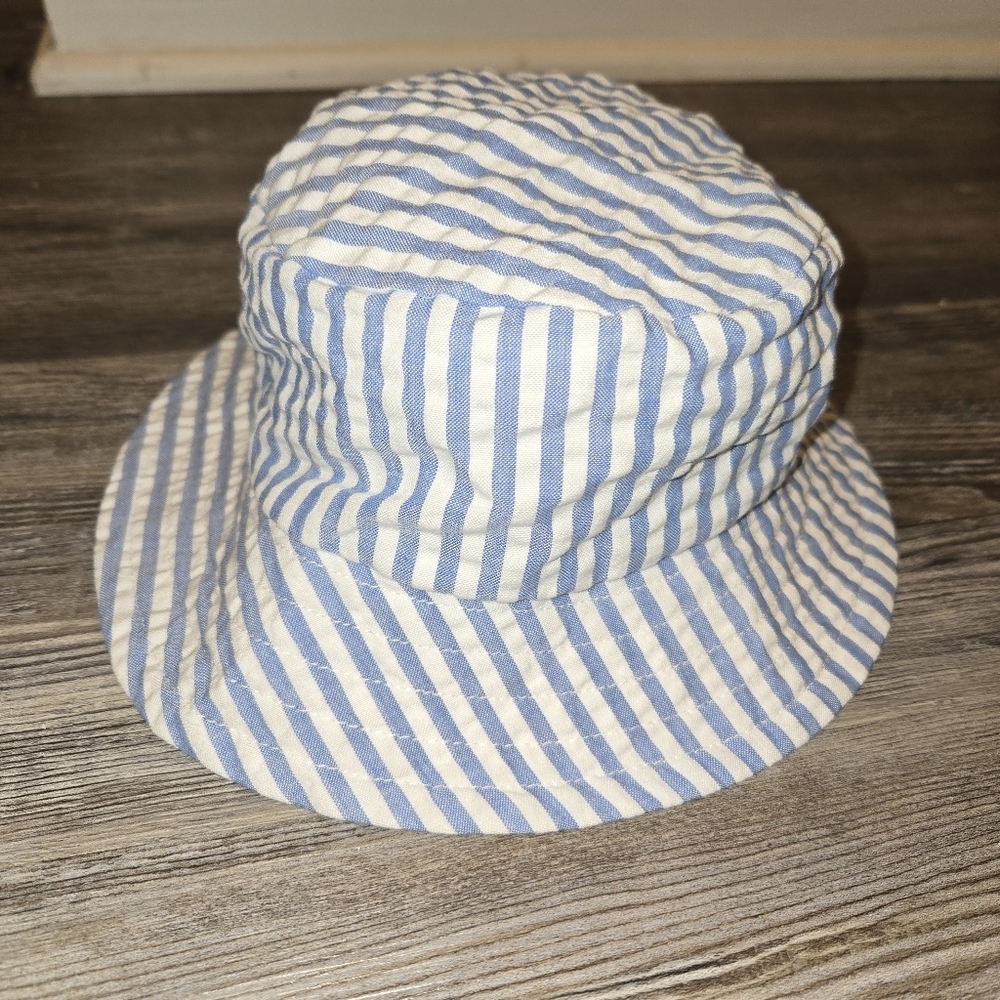 Striped Blue and White Kids Bucket Hat